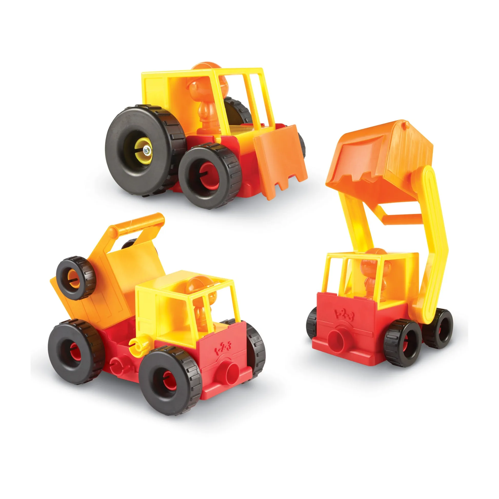 AreYouGame 1-2-3 Build It! Construction Crew 16-Piece Playset - Durable Snap-Together Construction Toys* Preschool Education Toys & Activities|Preschool Building Sets & Blocks
