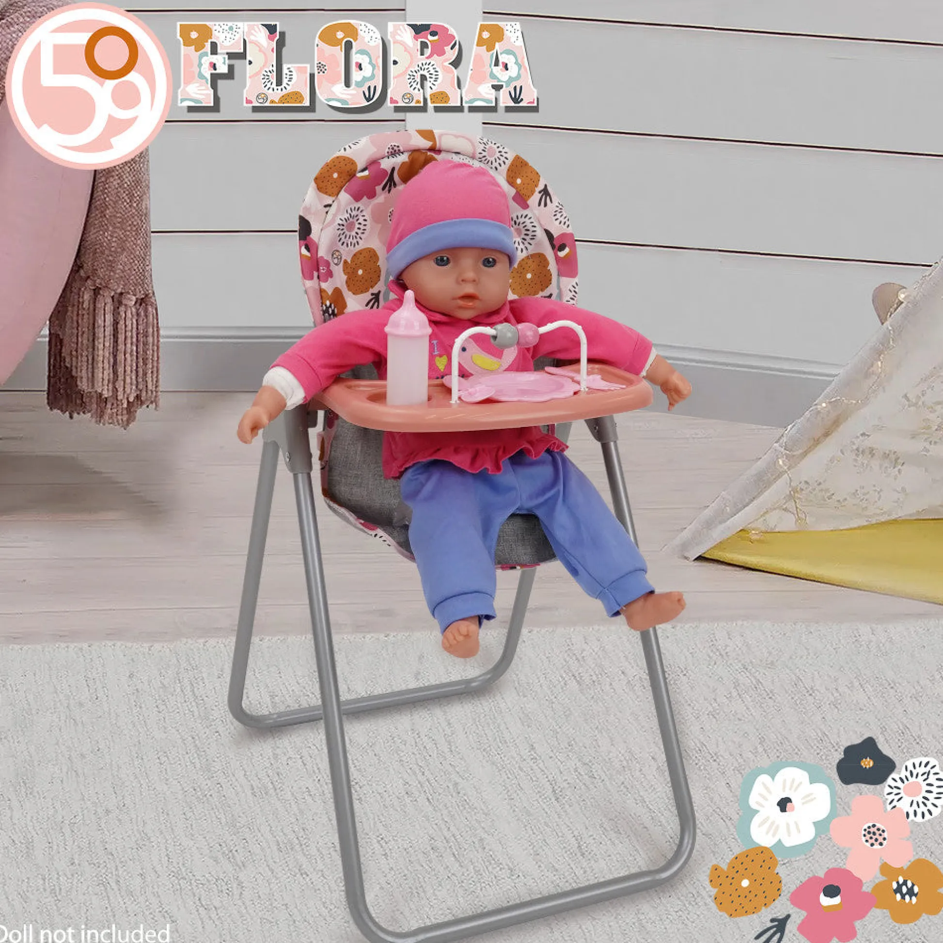 Flat River Group 509 Crew - Melange Flora Foodie Doll Highchair Set, Ages 3+* Doll Houses, Furniture & Accessories|Stuffed Animals & Plush Toys