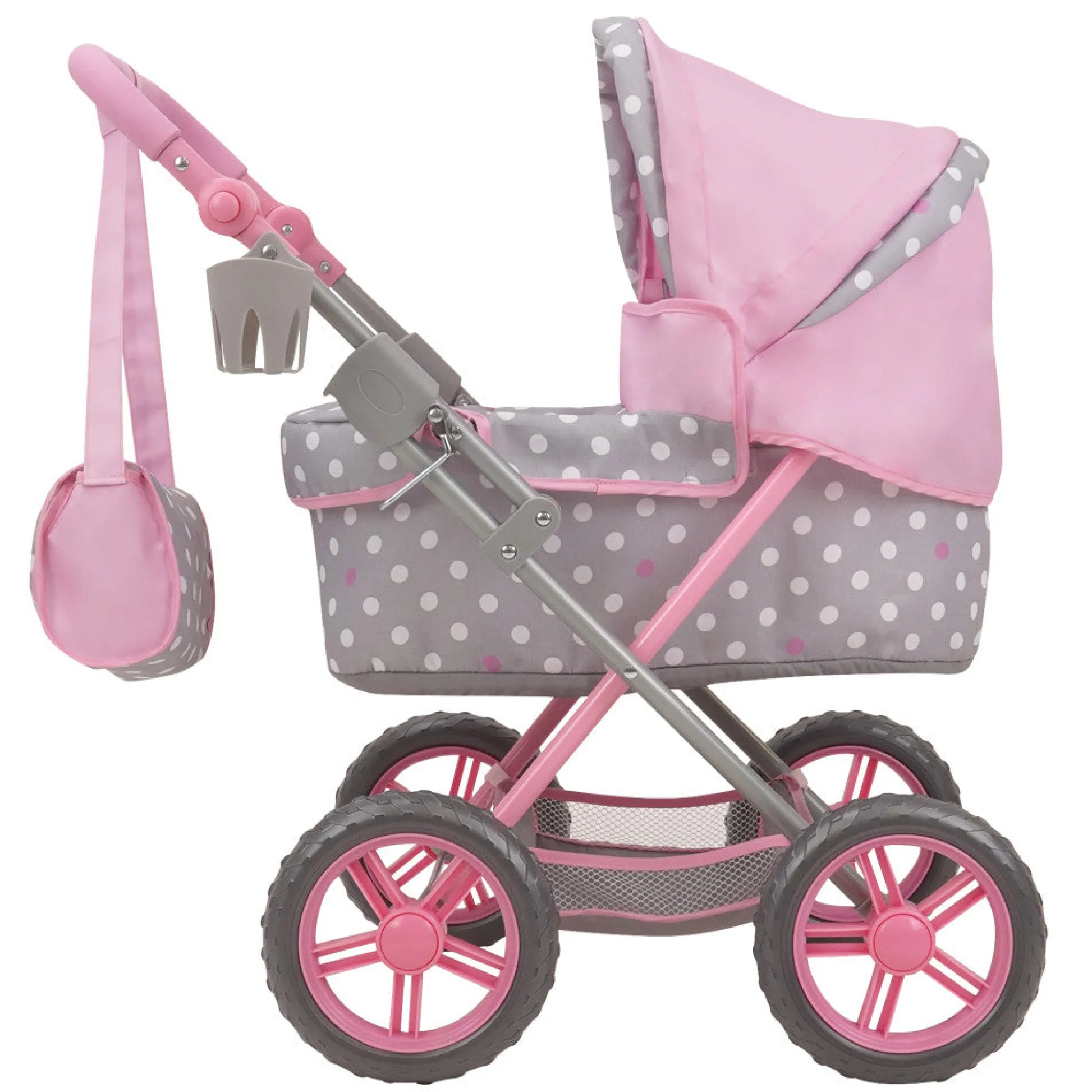 Flat River Group 509 Crew Amanda Doll Pram in Cotton Candy Pink with Polka Dots* Stuffed Animals & Plush Toys