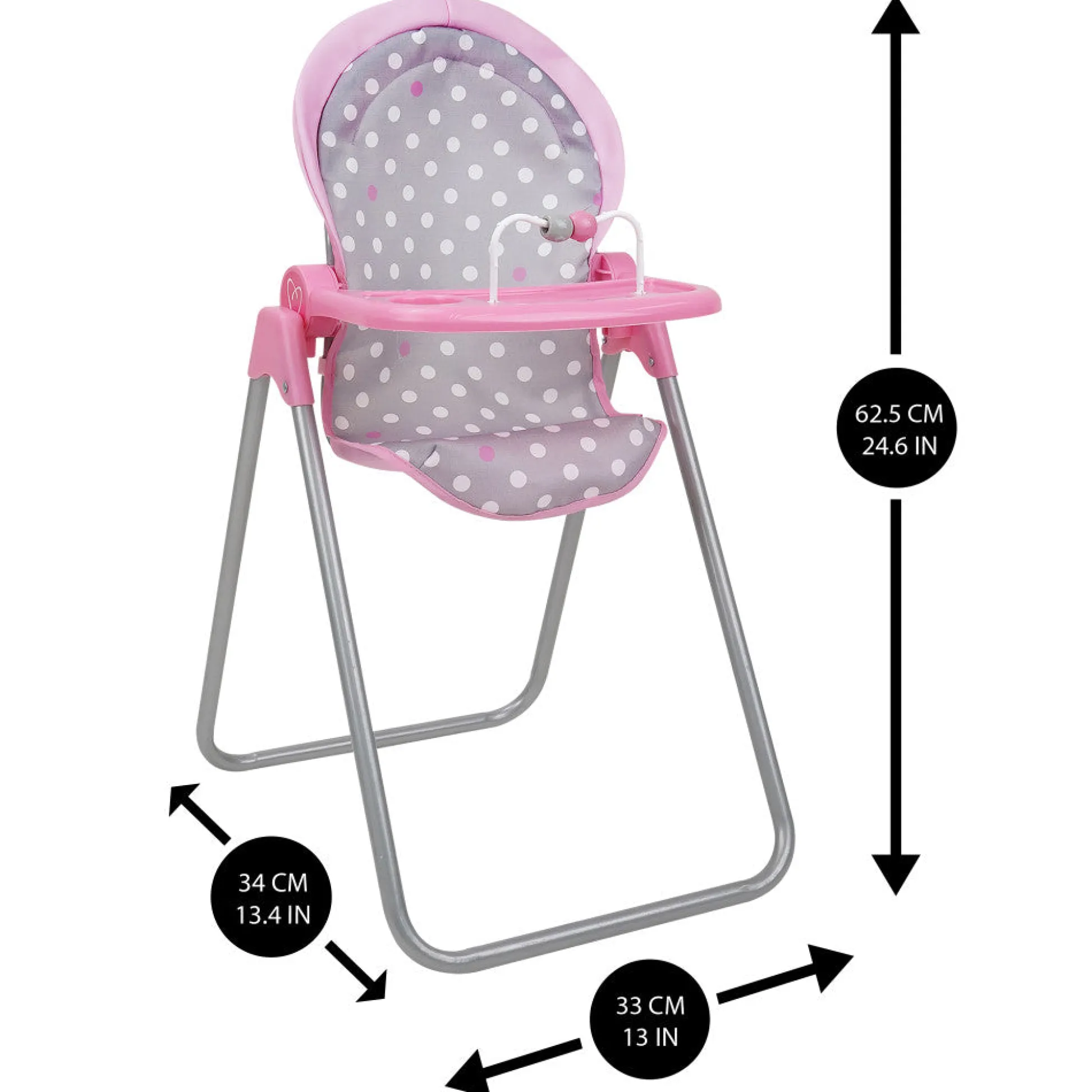 Flat River Group 509 Crew Cotton Candy Pink Foodie Doll Highchair - Polka Dot Design* Stuffed Animals & Plush Toys|Social & Emotional Skills