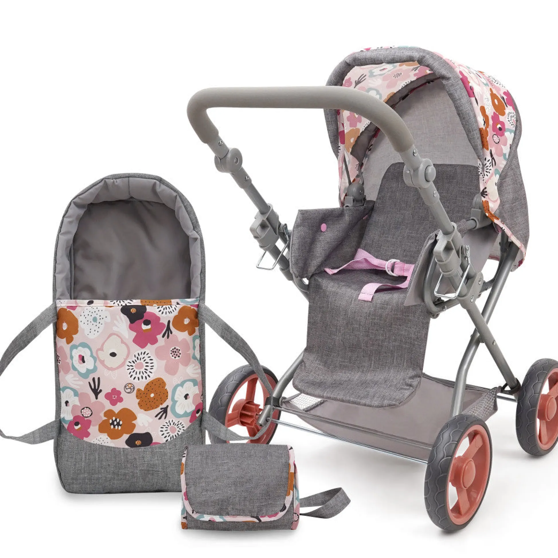 Flat River Group 509 Crew Kelly Deluxe Doll Pram with Melange Flora Design and Matching Bag* Stuffed Animals & Plush Toys