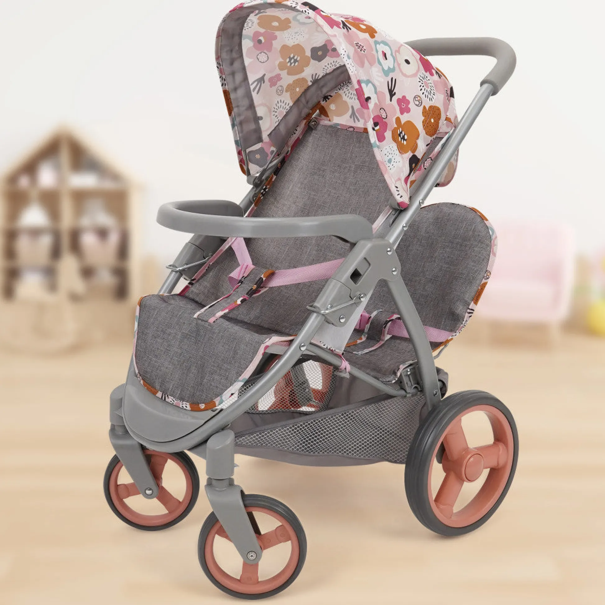 Flat River Group 509 Crew Mabelle Duo Twin Doll Stroller - Melange Flora, Ages 3+* Stuffed Animals & Plush Toys