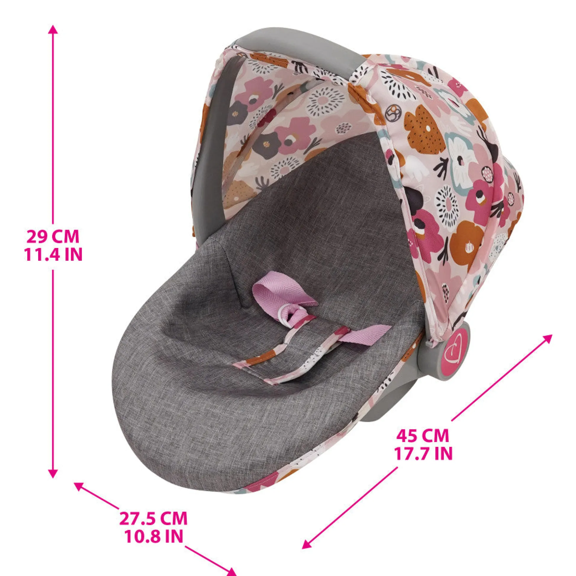 Flat River Group 509 Crew Melange Flora 3-in-1 Doll Car Seat - Vibrant Play Accessory for Kids 3+* Stuffed Animals & Plush Toys