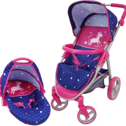 Flat River Group 509 Crew Unicorn-Themed 2-In-1 Baby Doll Car Seat & Stroller Playset* Social & Emotional Skills|Stuffed Animals & Plush Toys