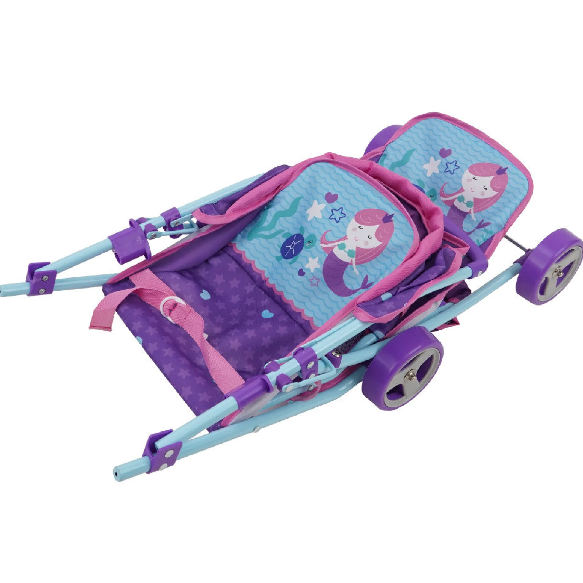 Flat River Group 509 Mermaid Twin Doll Stroller with Adjustable Seats and Safety Lock* Stuffed Animals & Plush Toys