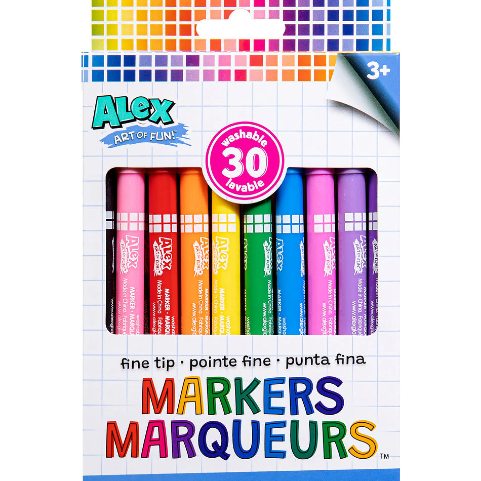 Flat River Group Alex Art Of Fun Fine Tip Markers 30-Pack - Vibrant, Washable, Non-Toxic, Age 3+* Drawing, Color & Painting