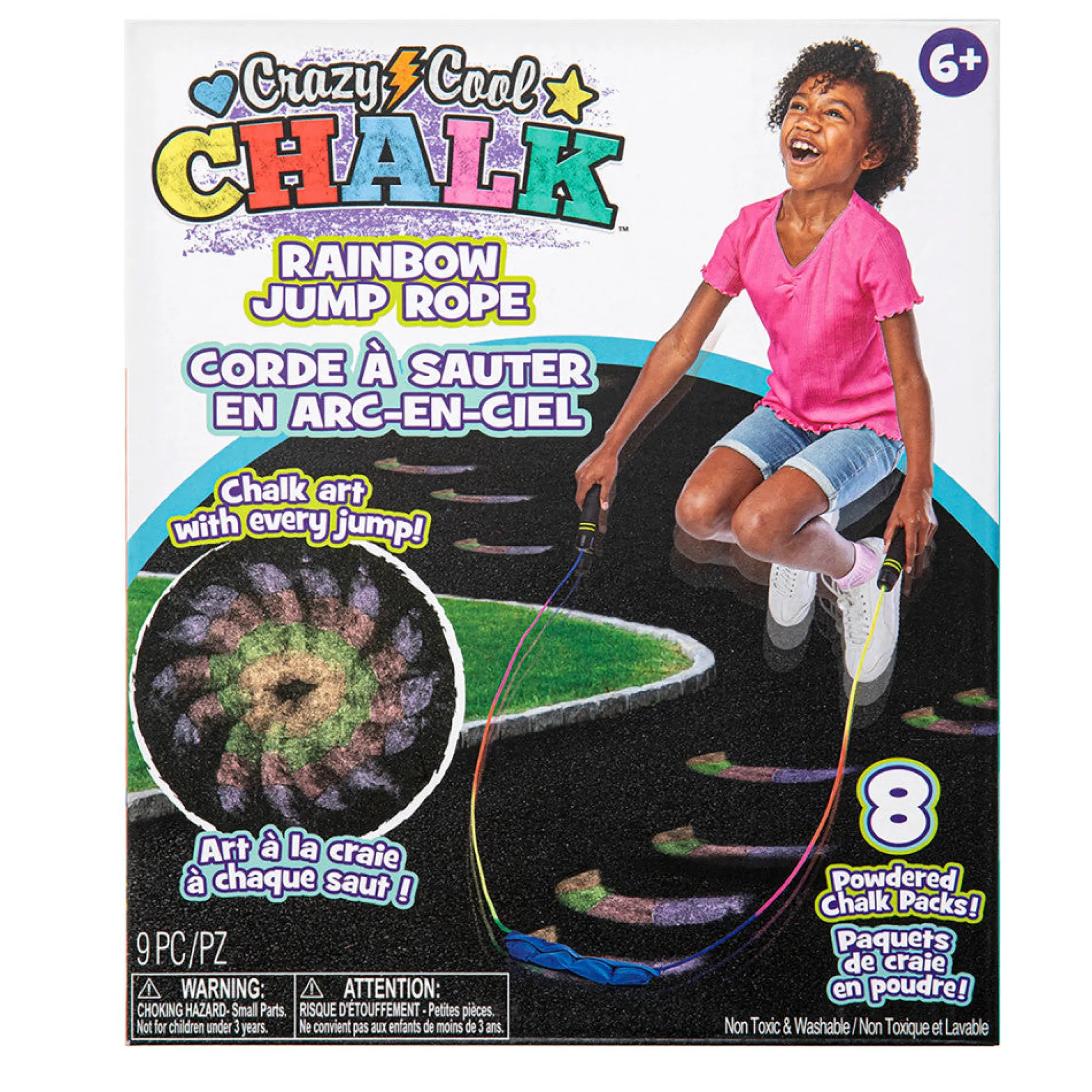 Flat River Group Alex Crazy Cool Chalk Rainbow Jump Rope for Artistic Jumps, Ages 5+* Bubbles & Sidewalk Chalk