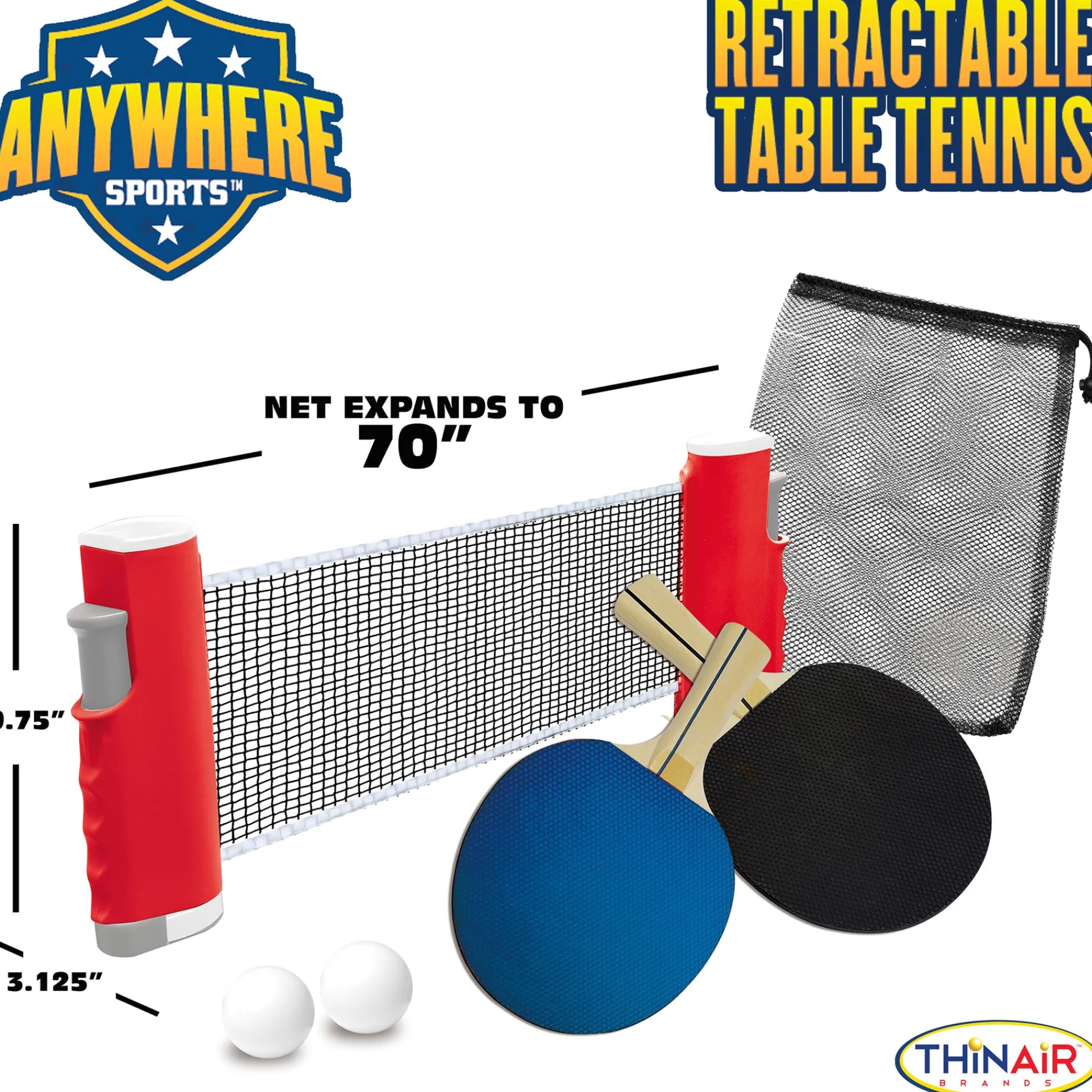 Flat River Group Anywhere Sports Portable Table Tennis Set with Retractable Net* Family & Entertainments Games
