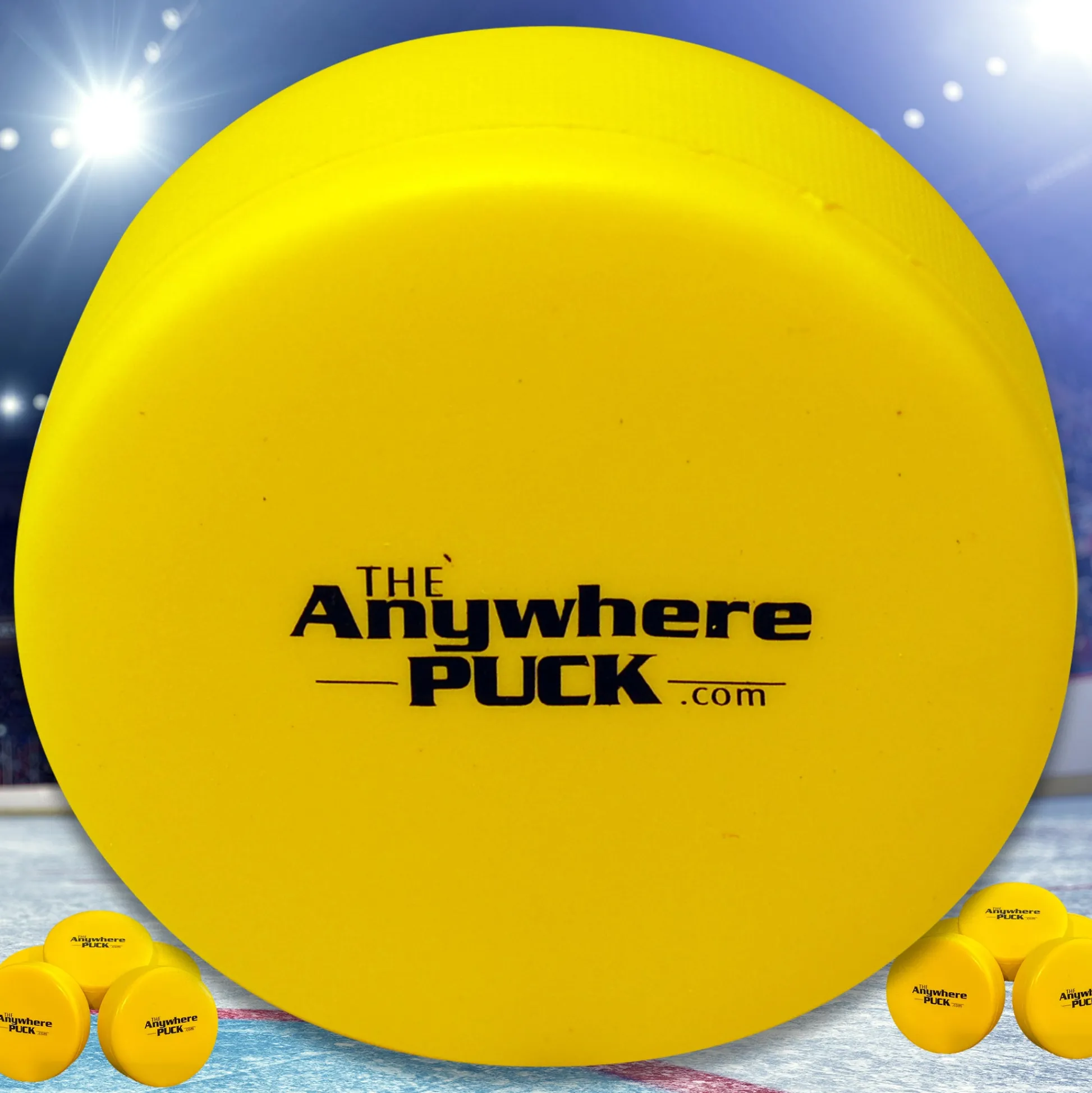 Flat River Group Anywhere Sports The Anywhere Puck 6-Pack Yellow Foam Hockey Training Set for Kids* Toy Sports