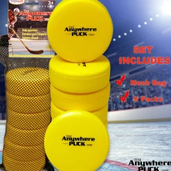 Flat River Group Anywhere Sports The Anywhere Puck 6-Pack Yellow Foam Hockey Training Set for Kids* Toy Sports