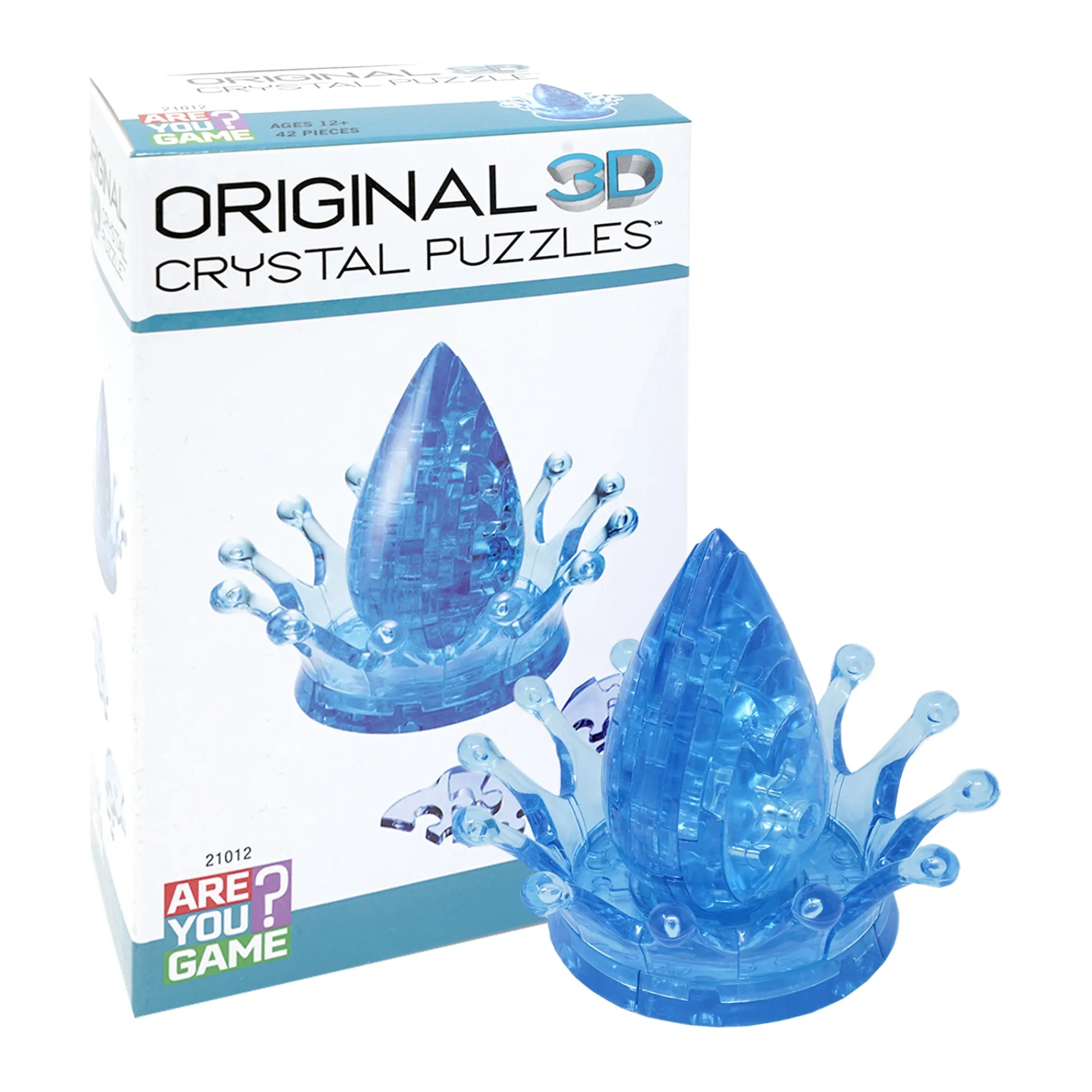 AreYouGame Aqua Gleam 3D Crystal Puzzle - Water Crown: 42 Pcs* Puzzles