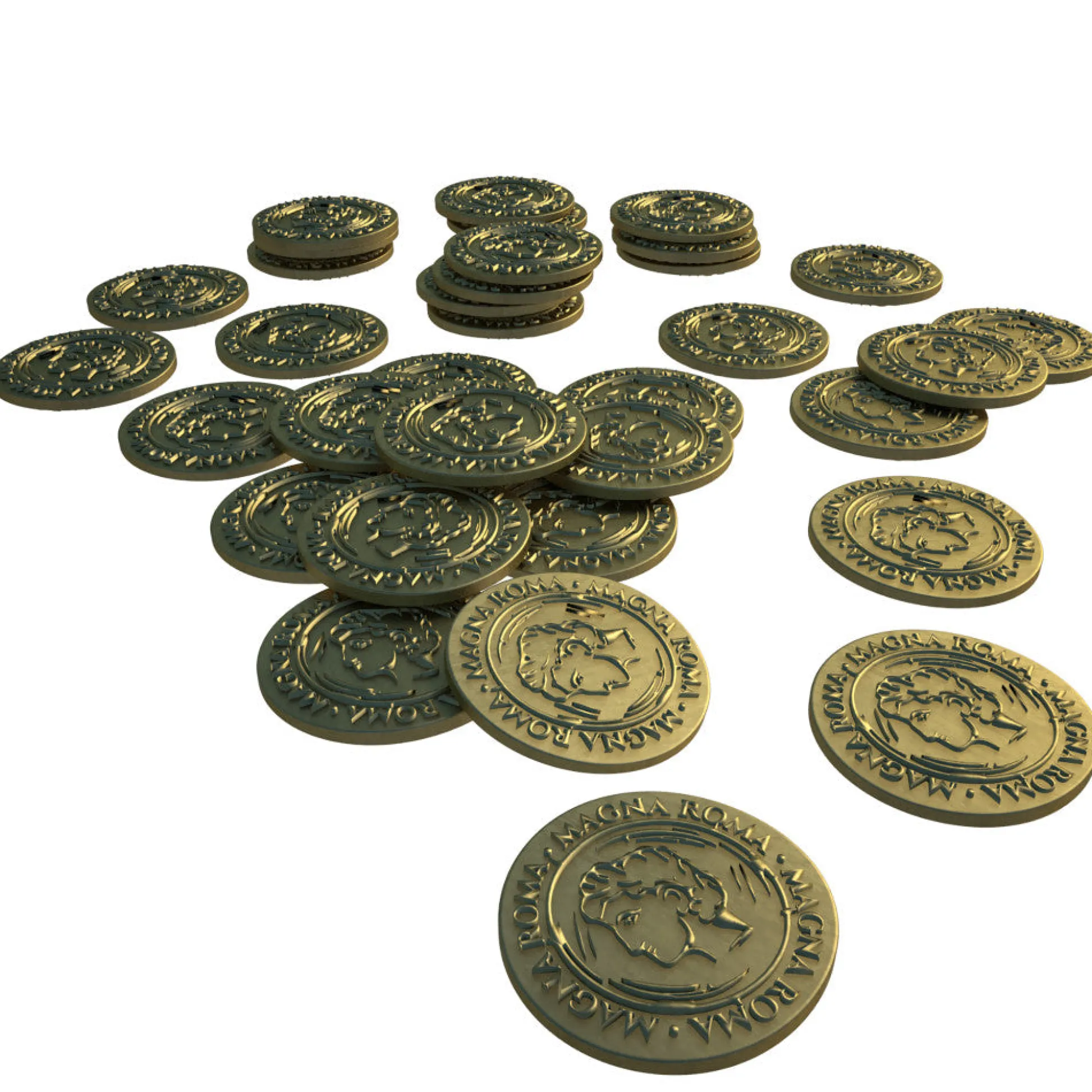 Flat River Group Archona Games Magna Roma Metal Coins Set with Burgundy Coin Bag* Board Games|Role-Playing Games