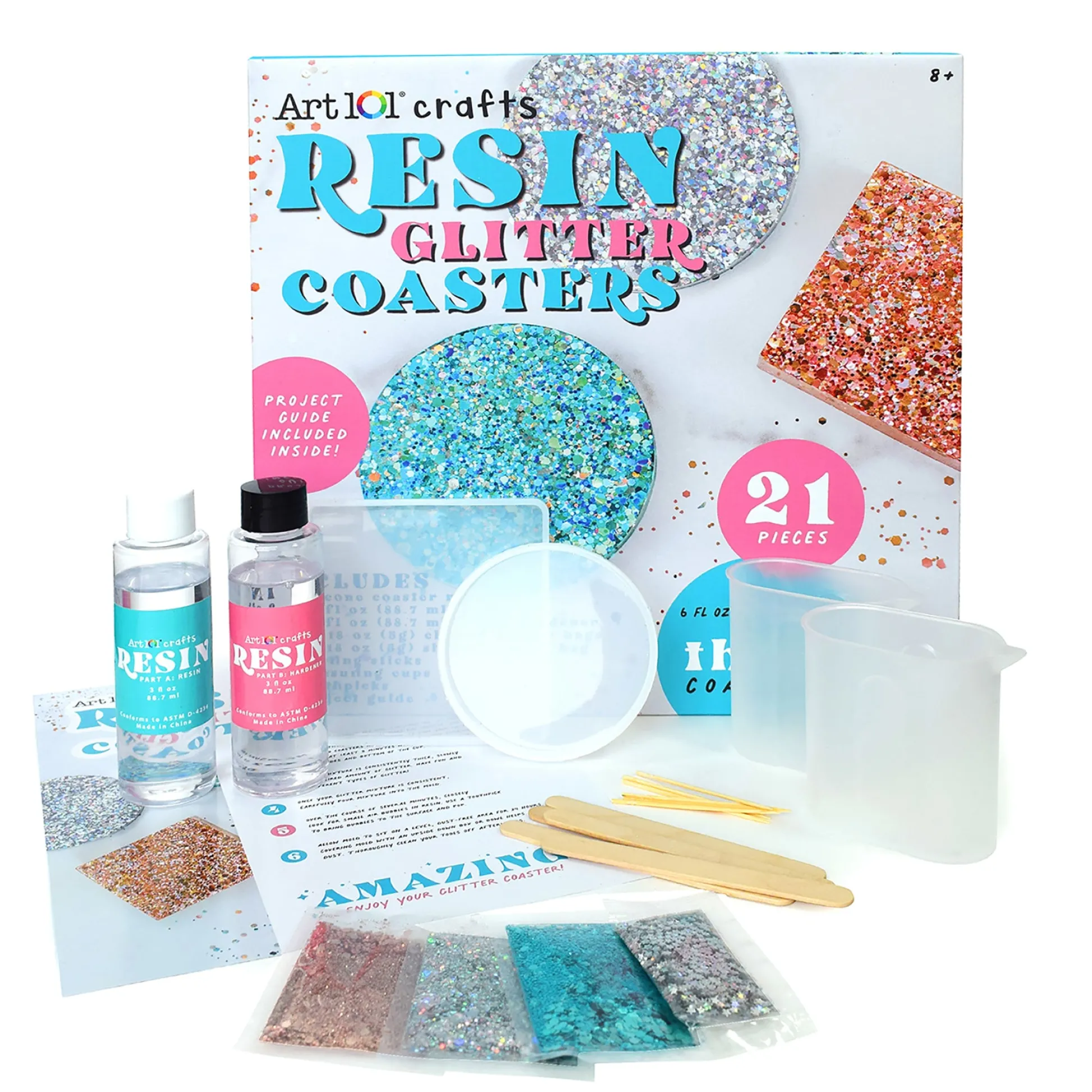 Educators Resource Art 101 Beginner Resin Glitter Coaster Creation Kit* Crafts & Activities