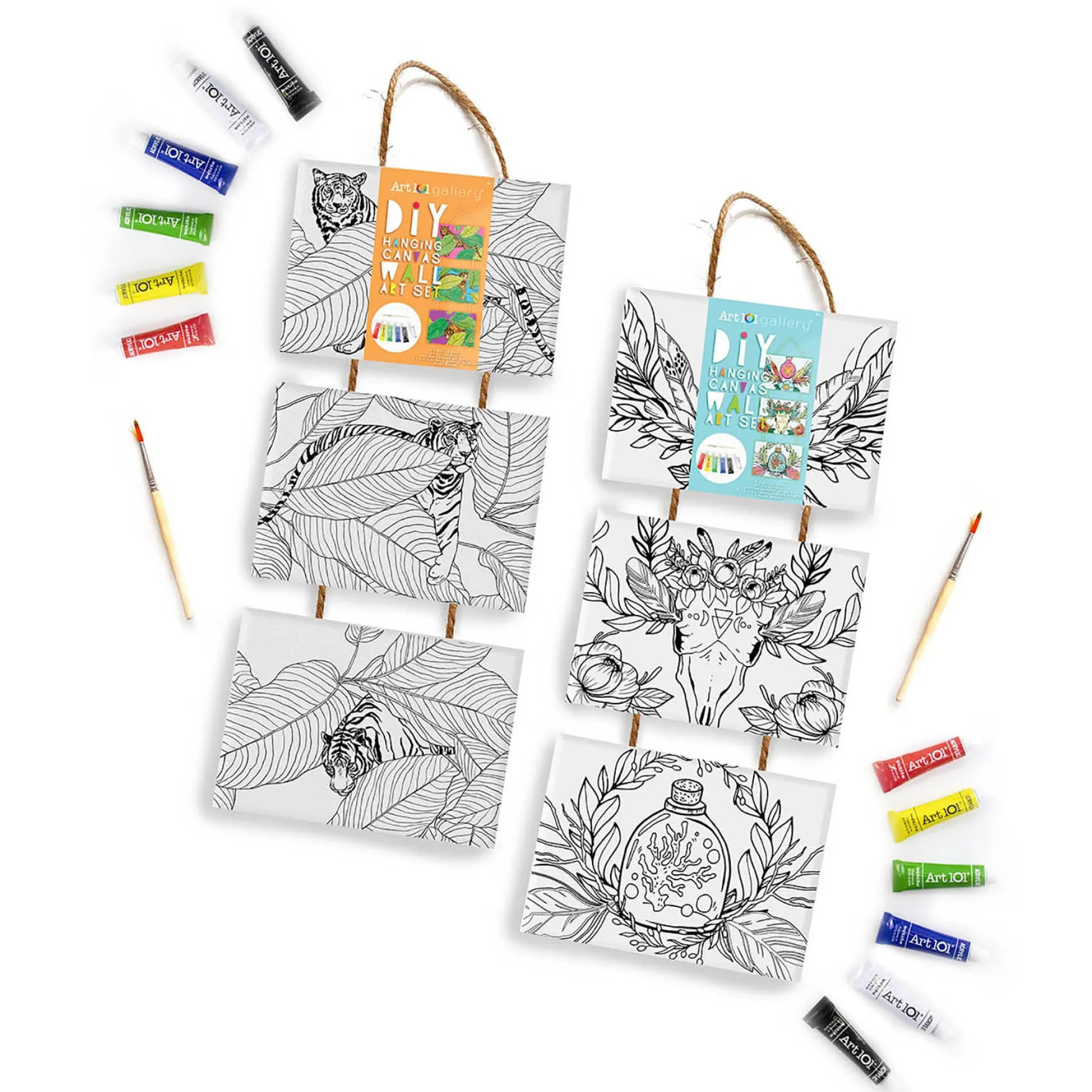 Educators Resource Art 101 DIY Canvas Art Set - Dual Pack with Acrylic Paints & Brushes* Drawing, Color & Painting