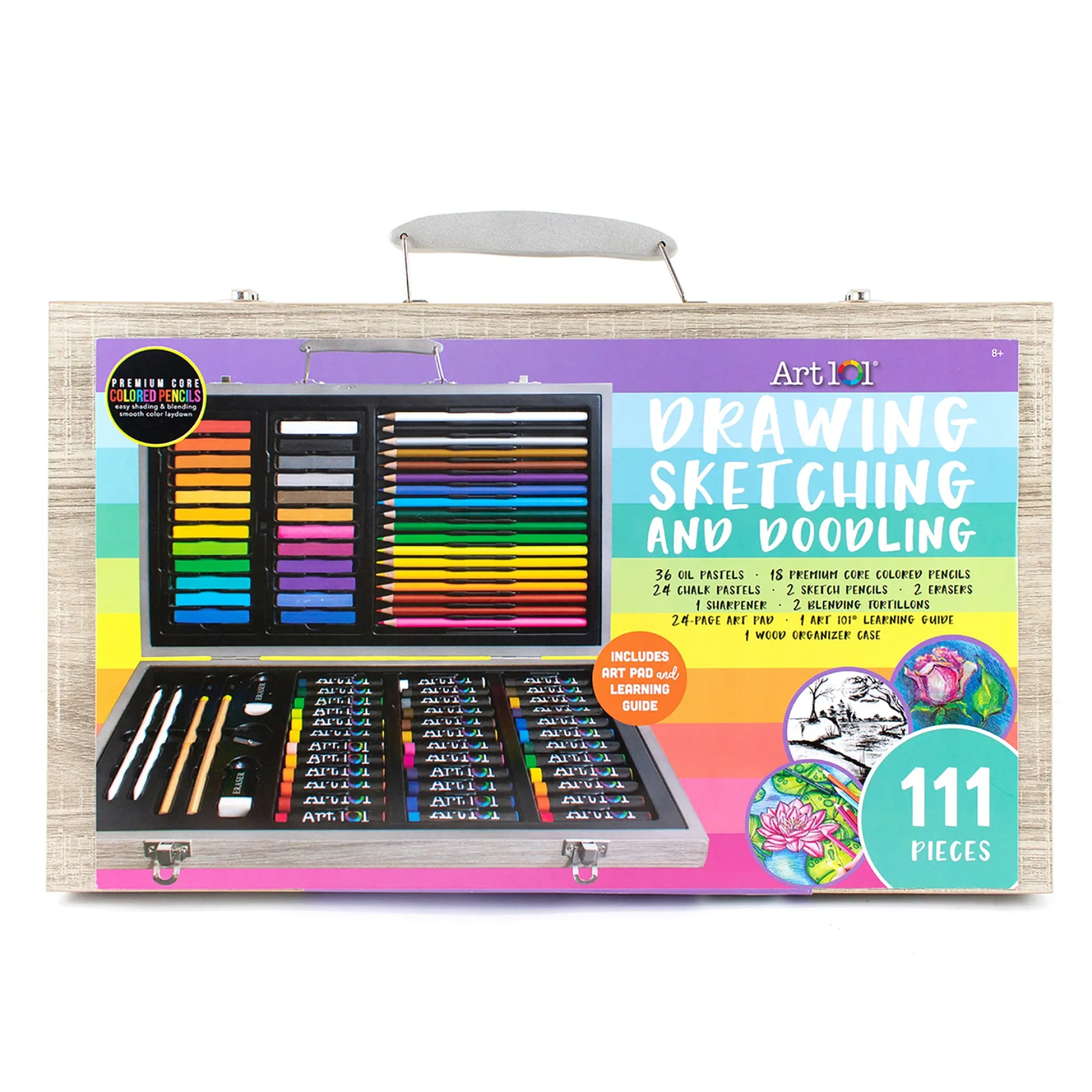 Educators Resource Art 101 Ultimate Drawing, Sketching & Doodle Wood Art Set - 111 Pieces* Drawing, Color & Painting