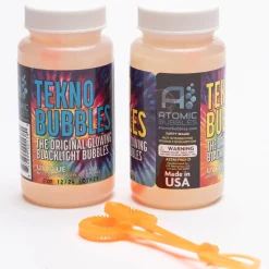 Flat River Group Atomic Bubbles Tekno Bubbles - UV Reactive Glowing Bubbles, 2 Pack (Gold & Blue)* Bubbles & Sidewalk Chalk