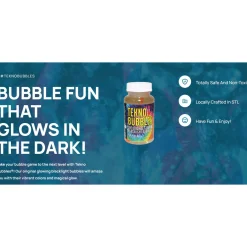 Flat River Group Atomic Bubbles Tekno Bubbles - UV Reactive Glowing Bubbles, 2 Pack (Gold & Blue)* Bubbles & Sidewalk Chalk