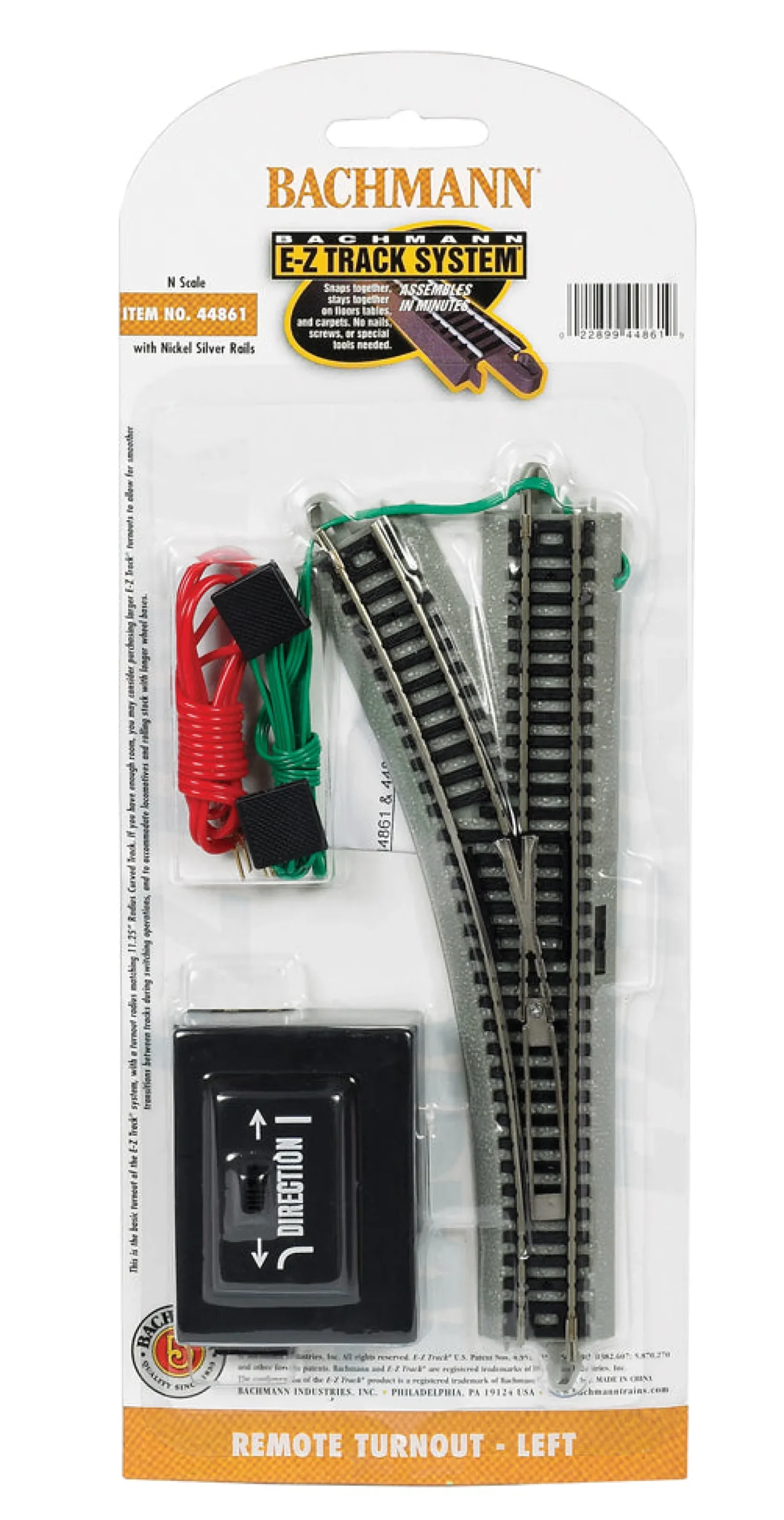 The Distribution Solutions Bachmann Trains - HO Scale Snap-Fit E-Z Track Remote Turnout - Left, Steel Alloy Rail with Black Roadbed* Trains & Train Tables