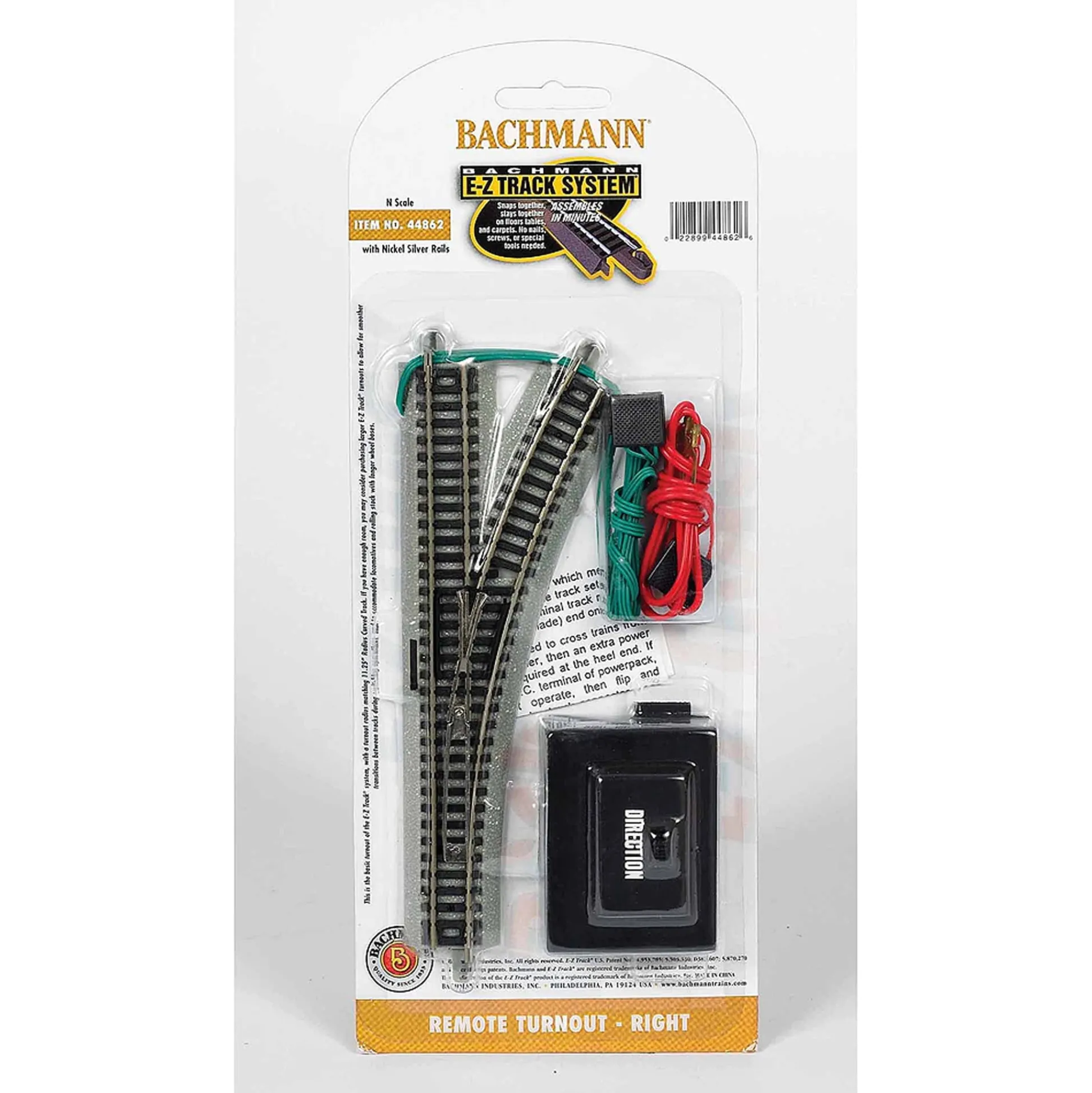 The Distribution Solutions Bachmann Trains - N Scale Snap-Fit E-Z TRACK Remote Turnout - Right - Nickel Silver Rail With Grey Roadbed* Trains & Train Tables