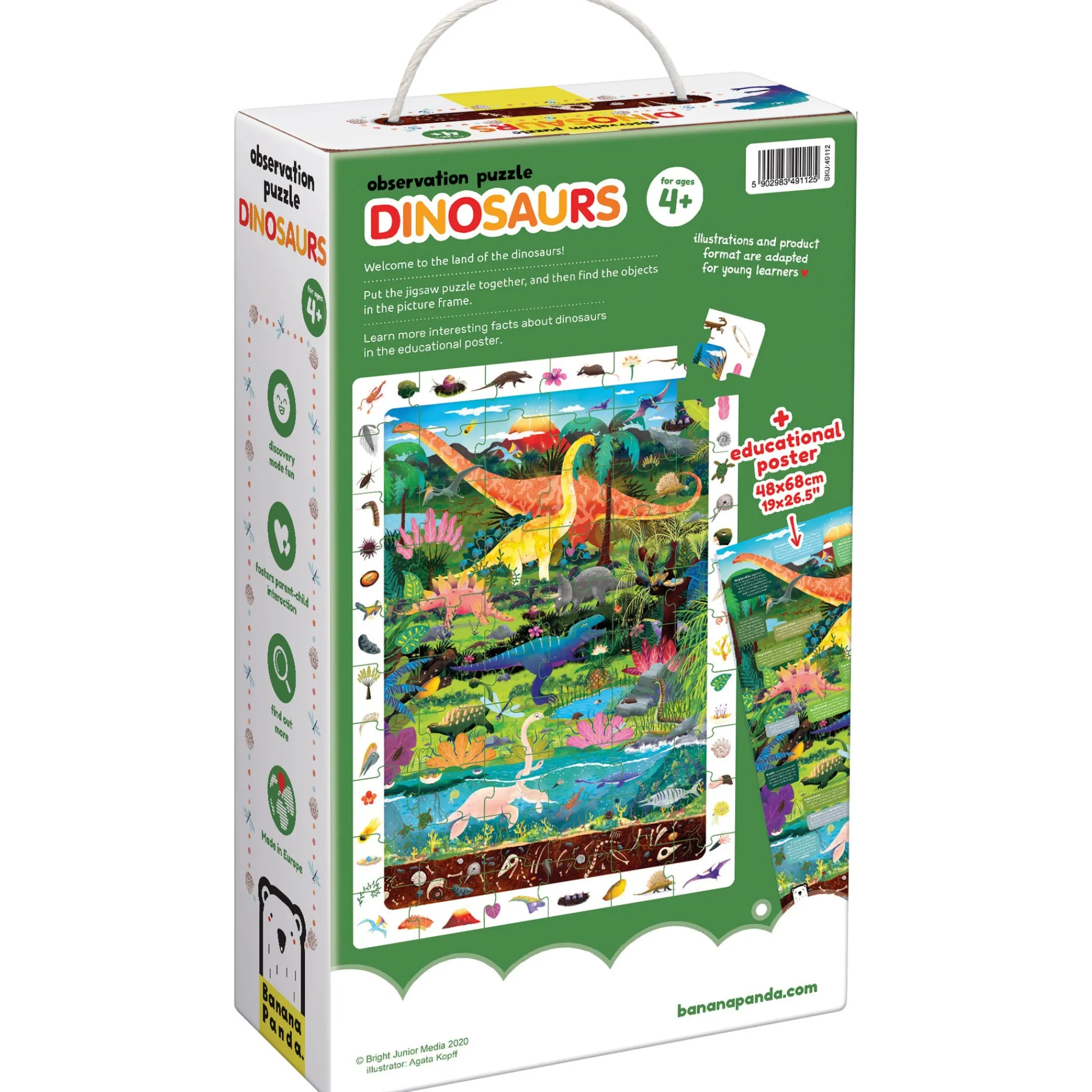 Educators Resource Banana Panda Dinosaurs Observation Floor Puzzle - 60 pc* Puzzles