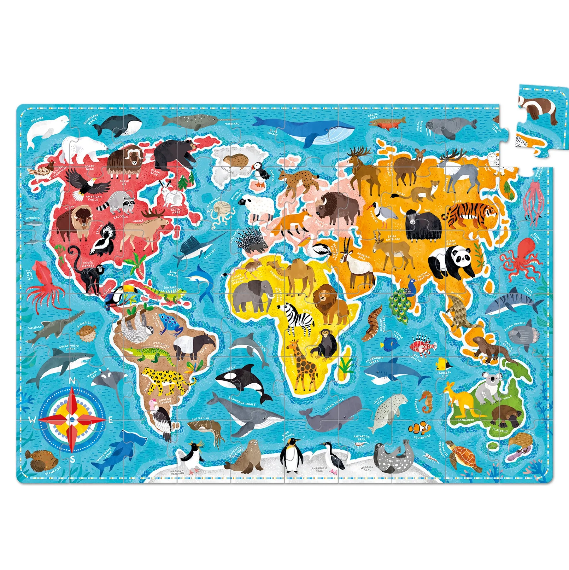 Educators Resource Banana Panda Puzzlove Animals Around the World Floor Puzzle - 60 pc* Puzzles