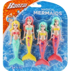 Flat River Group Banzai Mermaid Dive Set - 4 Piece Water Pool Toy Collection* Miniature & Collectible Dolls|Stuffed Animals & Plush Toys