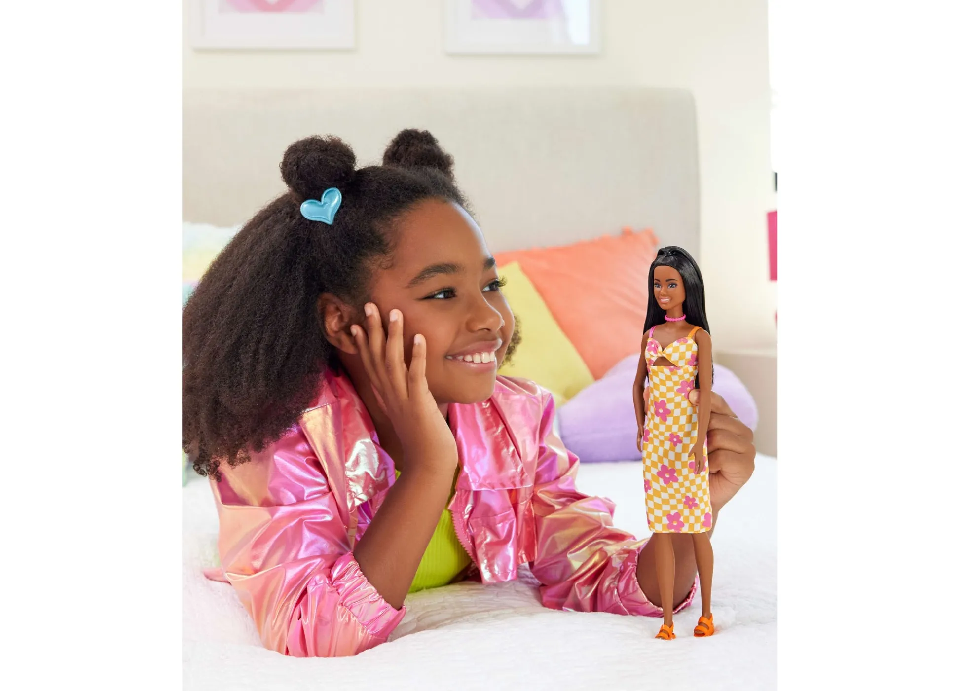 Macy's - Supplier Barbie Fashionistas Doll 233 - Flower Checkered Midi Dress* Fashion Dolls|Stuffed Animals & Plush Toys