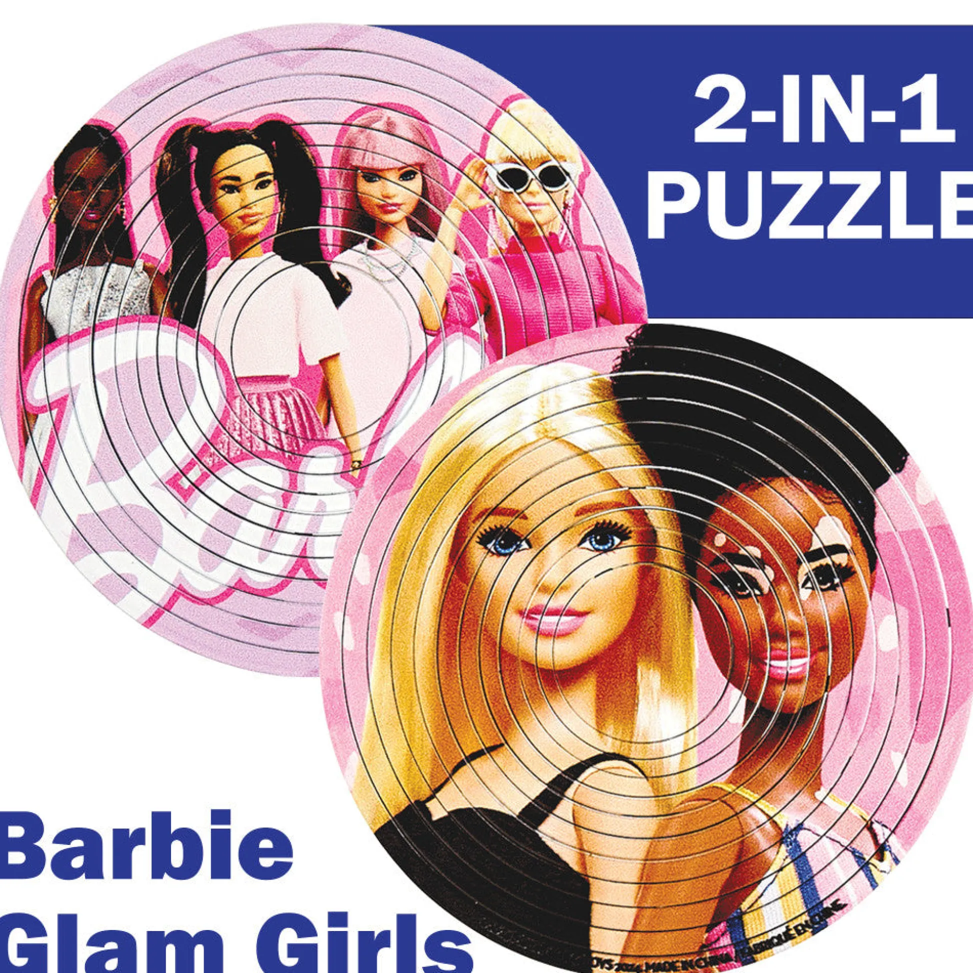 Flat River Group Barbie Glam Girls Spin Flip Puzzle - Double-Sided 12-Ring Game* Puzzles