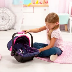 Flat River Group Bayer Design Deluxe Doll Car Seat with Canopy, Blue & Pink* Social & Emotional Skills|Stuffed Animals & Plush Toys