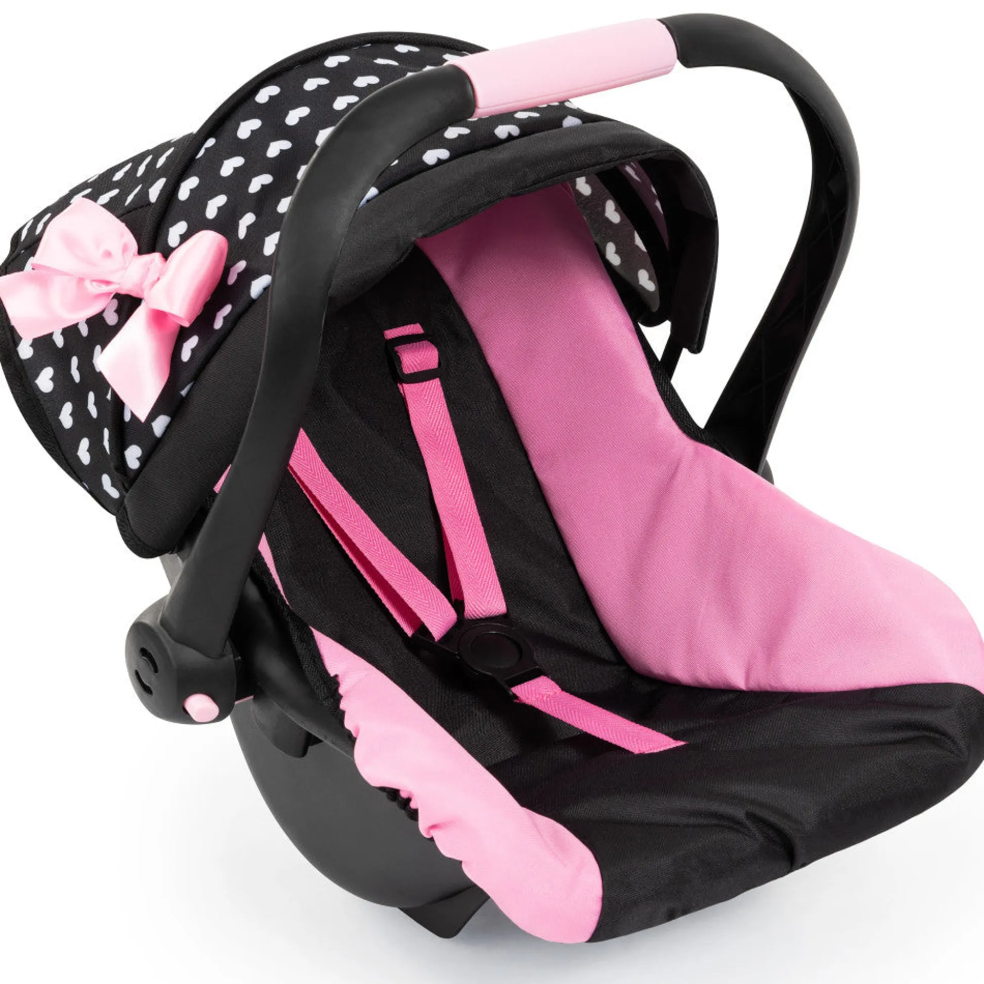 Flat River Group Bayer Design Deluxe Doll Car Seat, Hearts Black & Pink - Doll Accessory* Stuffed Animals & Plush Toys