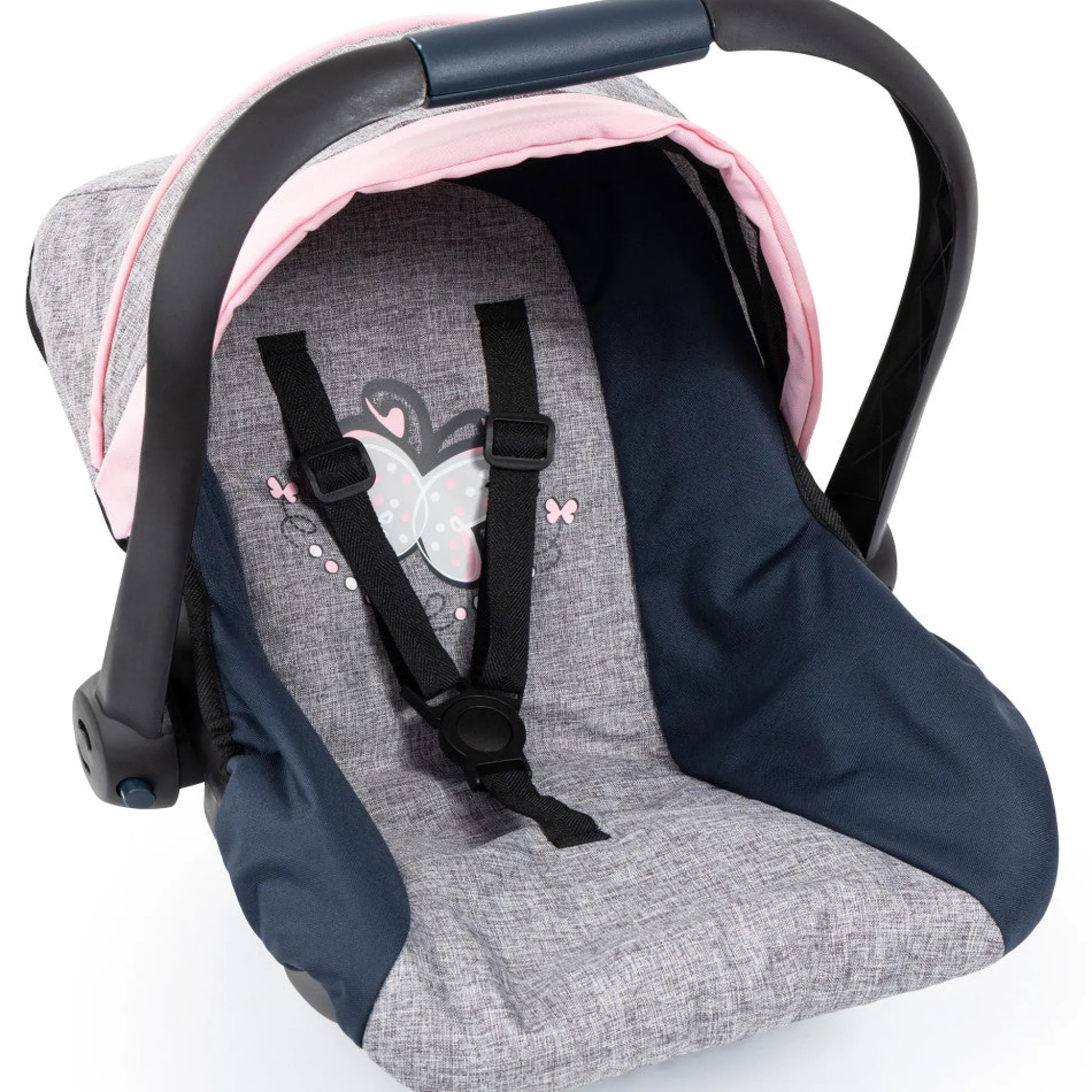 Flat River Group Bayer Design Doll Car Seat with Sunshade - Grey, Blue, Pink Butterfly* Social & Emotional Skills|Stuffed Animals & Plush Toys