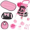 Flat River Group Bayer Design Doll Stroller Playset with Accessories - Pink & Black Hearts* Social & Emotional Skills|Stuffed Animals & Plush Toys
