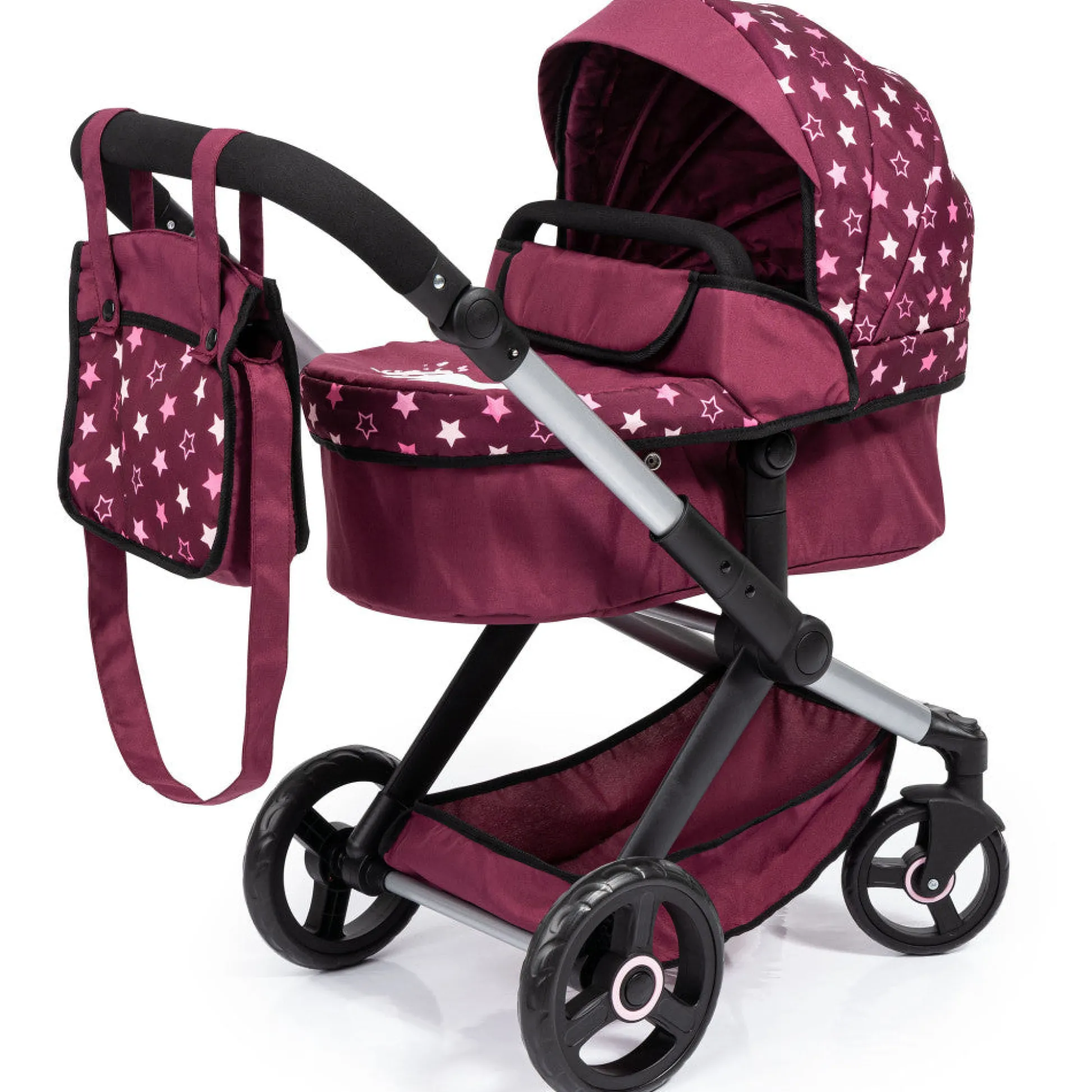 Flat River Group Bayer Design Dolls: Pram Xeo - Burgundy with White Stars and Unicorn Motif* Stuffed Animals & Plush Toys