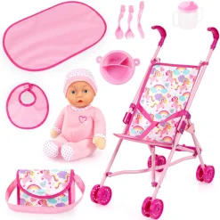 Flat River Group Bayer Design Pink Unicorn Umbrella Stroller Doll Set for Kids Ages 3+* Stuffed Animals & Plush Toys