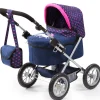 Flat River Group Bayer Design Trendy Doll Pram, Adjustable Handle, Blue Pink Hearts* Stuffed Animals & Plush Toys