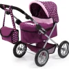 Flat River Group Bayer Design Trendy Dolls Pram with Matching Bag - Burgundy, Pink, Hearts* Stuffed Animals & Plush Toys