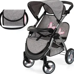 Flat River Group Bayer Design Twin Star Doll Stroller, Adjustable Handle, Grey & Pink Butterfly, Ages 3+* Stuffed Animals & Plush Toys