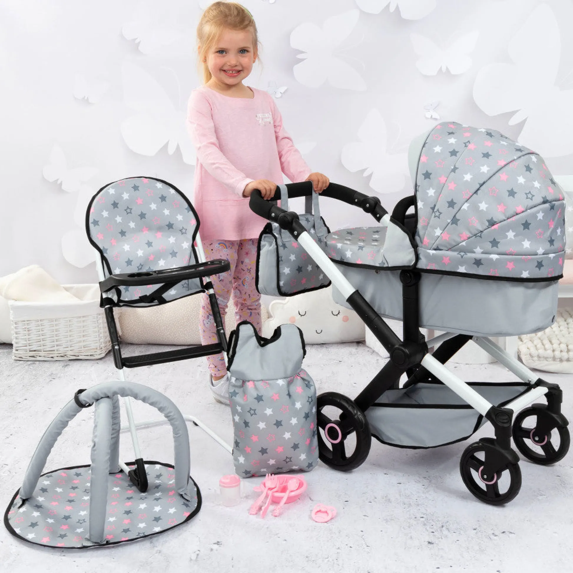Flat River Group Bayer Design Xeo Dolls Pram and Accessories Set - Playtime Magic* Social & Emotional Skills|Stuffed Animals & Plush Toys
