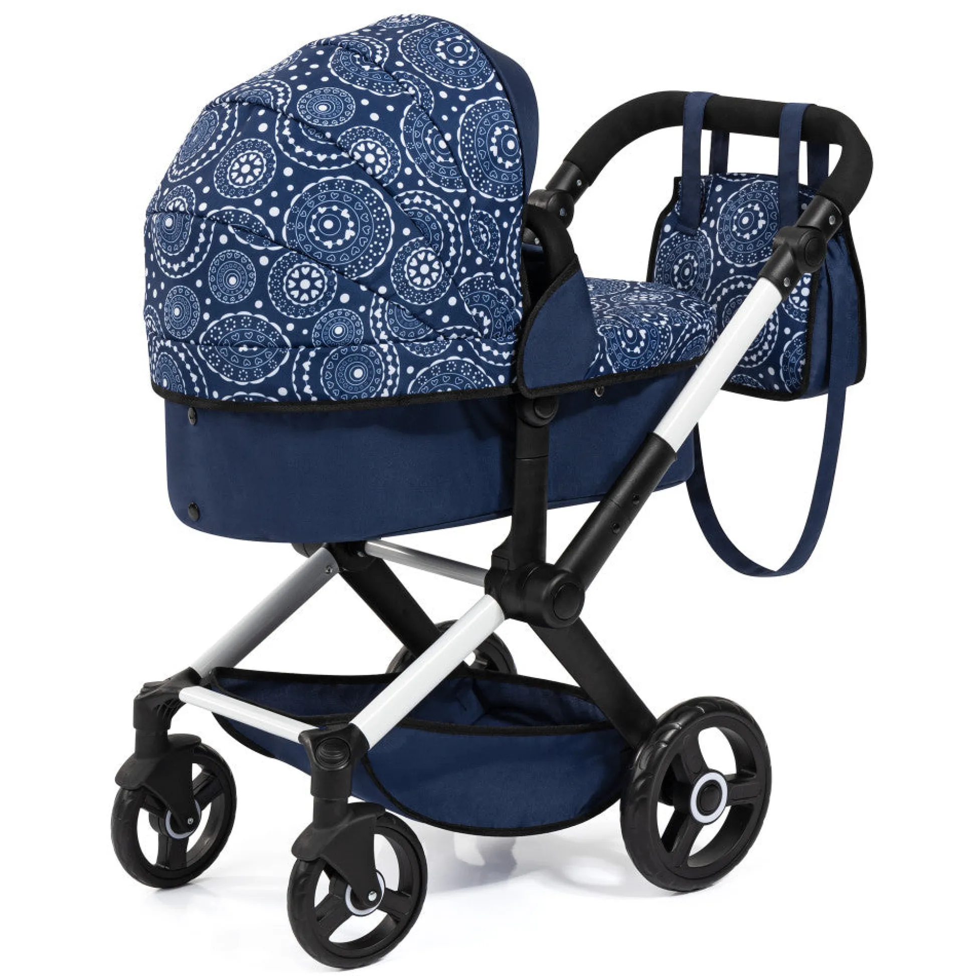 Flat River Group Bayer Design Xeo Pram Doll Stroller - Blue and White Circles for 18" Dolls* Stuffed Animals & Plush Toys