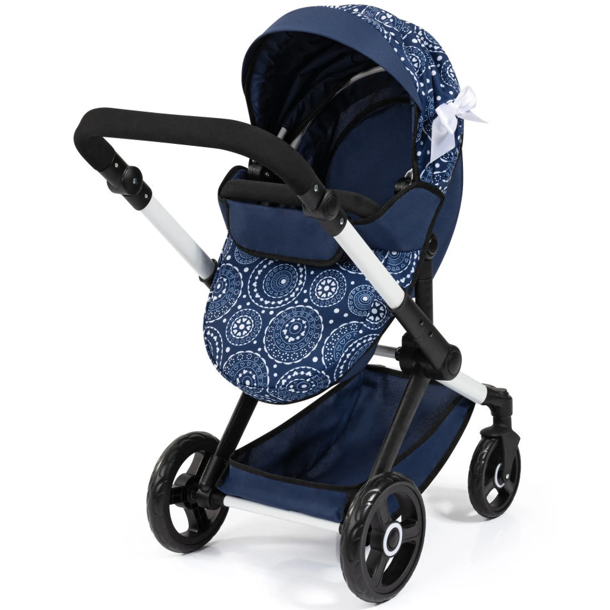 Flat River Group Bayer Design Xeo Pram Doll Stroller - Blue and White Circles for 18" Dolls* Stuffed Animals & Plush Toys