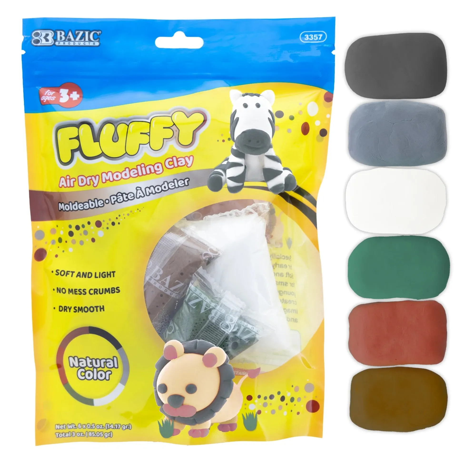 Educators Resource BAZIC Natural Earth Tones Air Dry Modeling Clay Set - 0.5 oz, 24 Packs* Clay, Dough & Sand Art