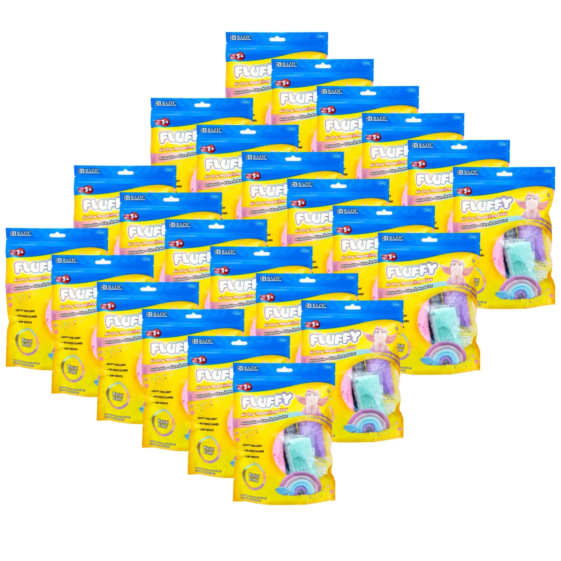 Educators Resource BAZIC Pastel Rainbow Air Dry Modeling Clay Set - 6 Colors, 0.5 oz Each, 24 Packs* Clay, Dough & Sand Art