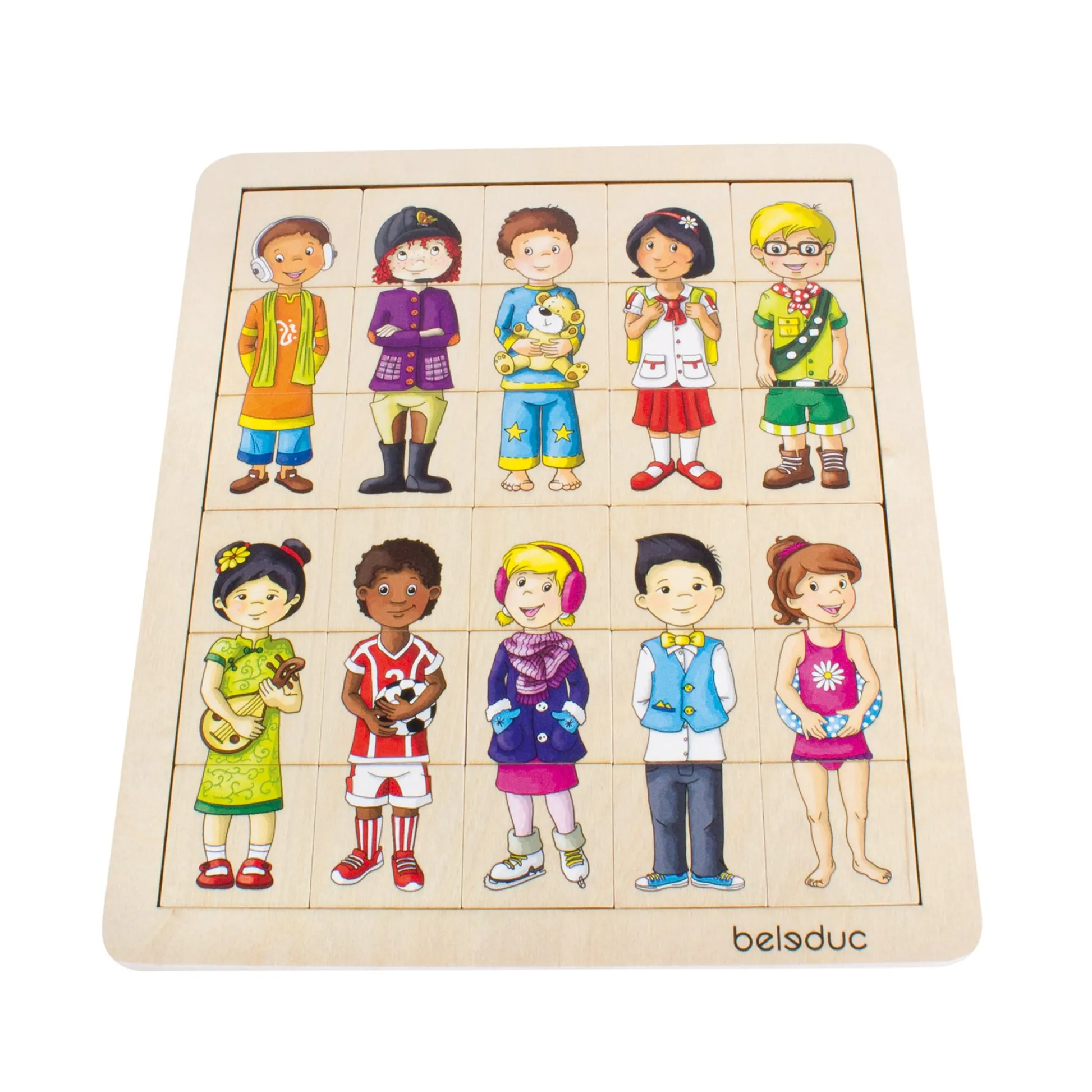 Educators Resource Beleduc Match & Mix Cultural Kids Wooden Puzzle - 30 pc* Puzzles|Social & Emotional Skills