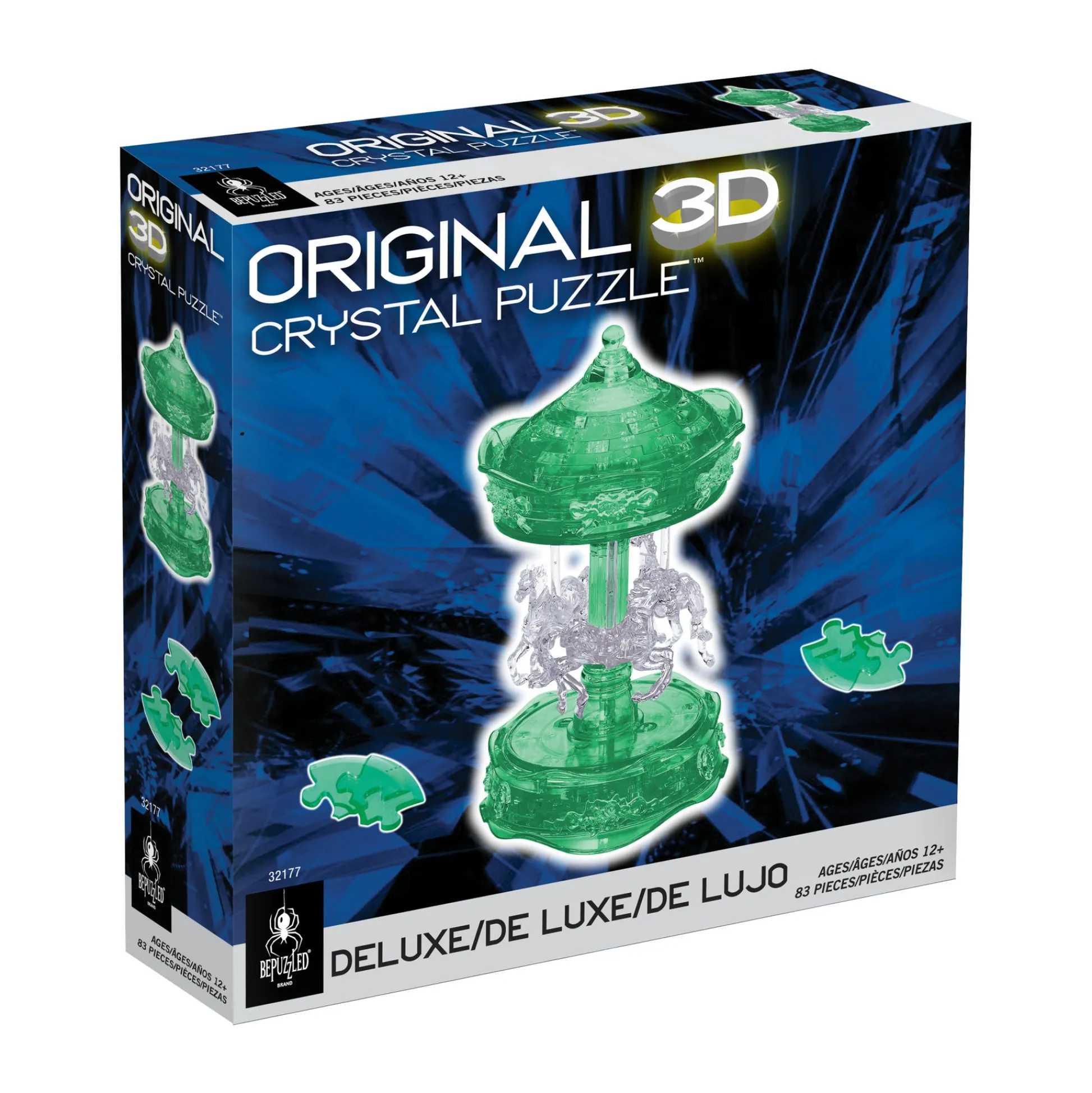 AreYouGame BePuzzled 3D Crystal Carousel Puzzle - Enchanting Green/White, 83 Pieces* Puzzles