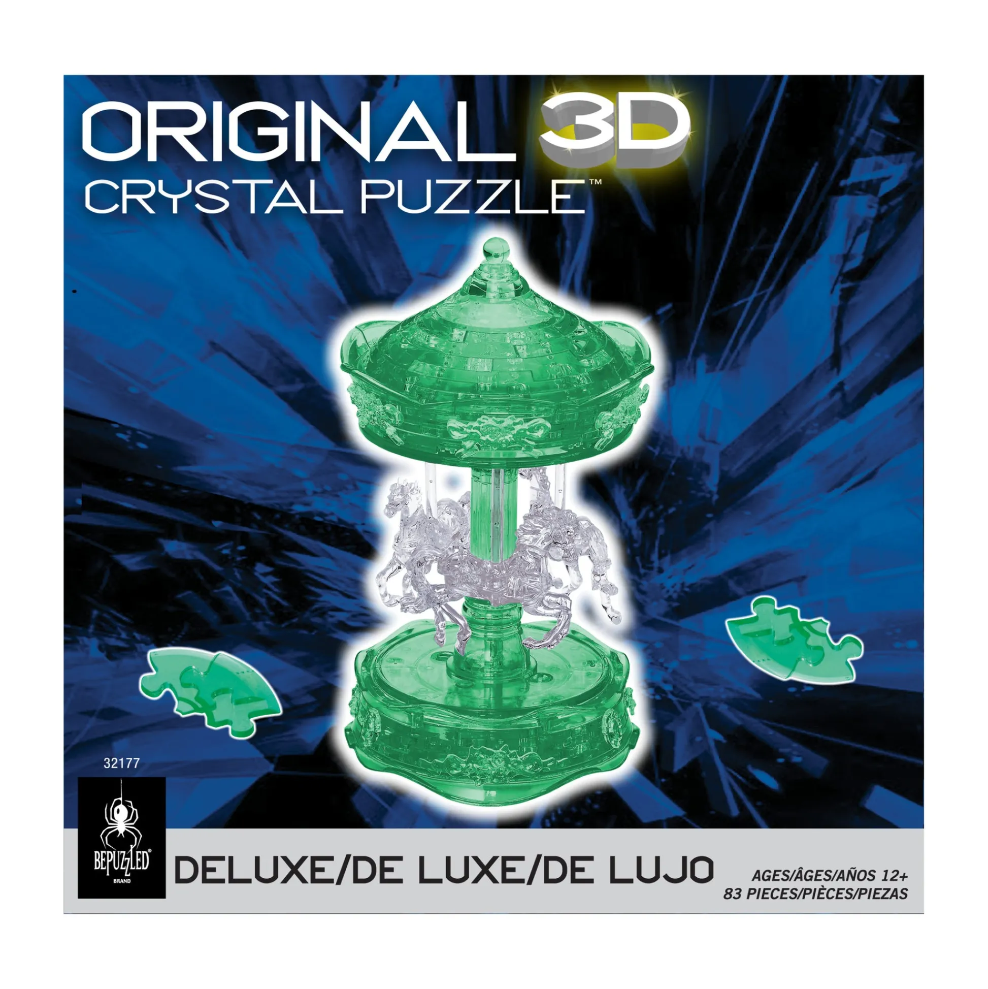 AreYouGame BePuzzled 3D Crystal Carousel Puzzle - Enchanting Green/White, 83 Pieces* Puzzles