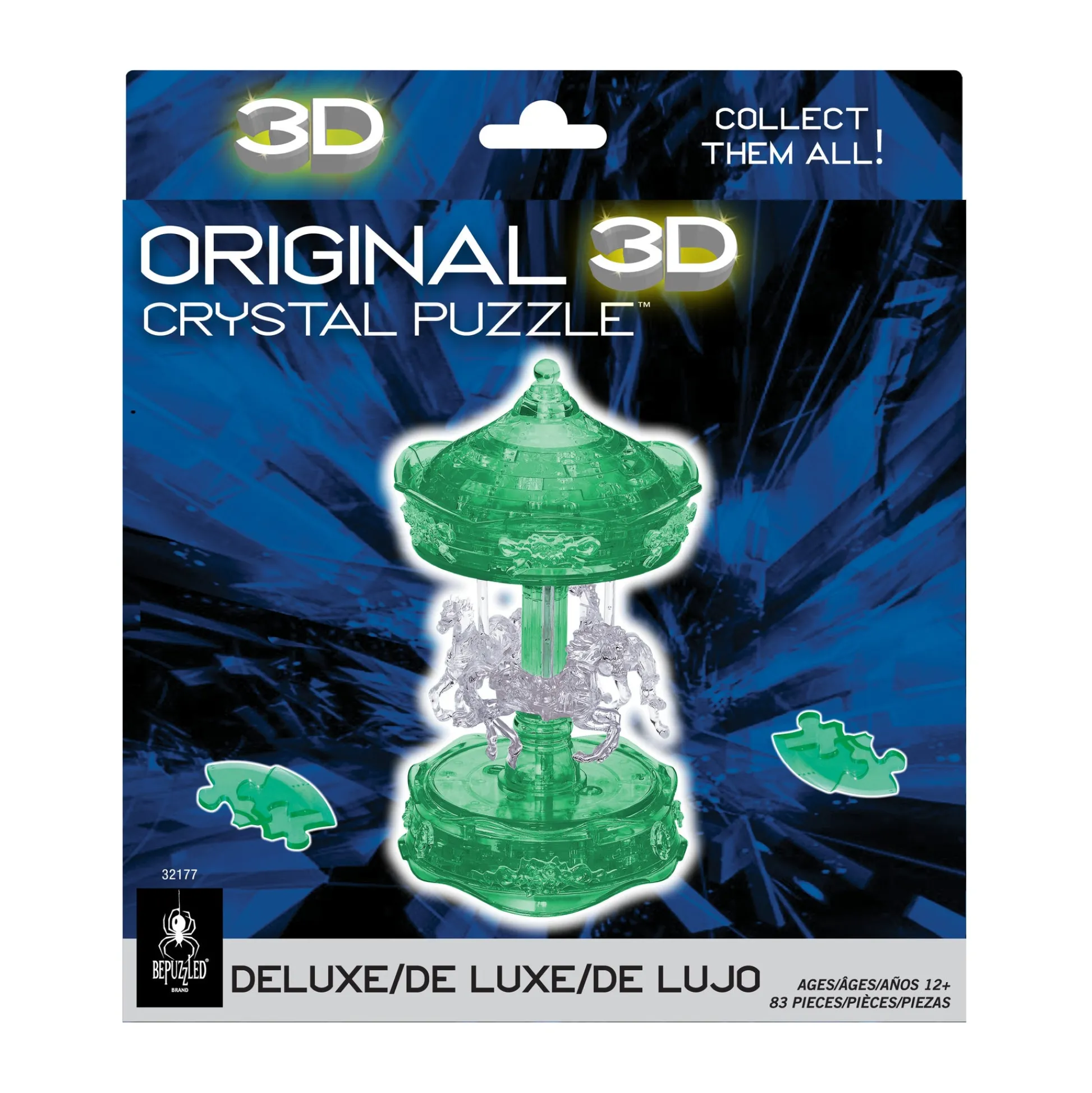 AreYouGame BePuzzled 3D Crystal Carousel Puzzle - Enchanting Green/White, 83 Pieces* Puzzles