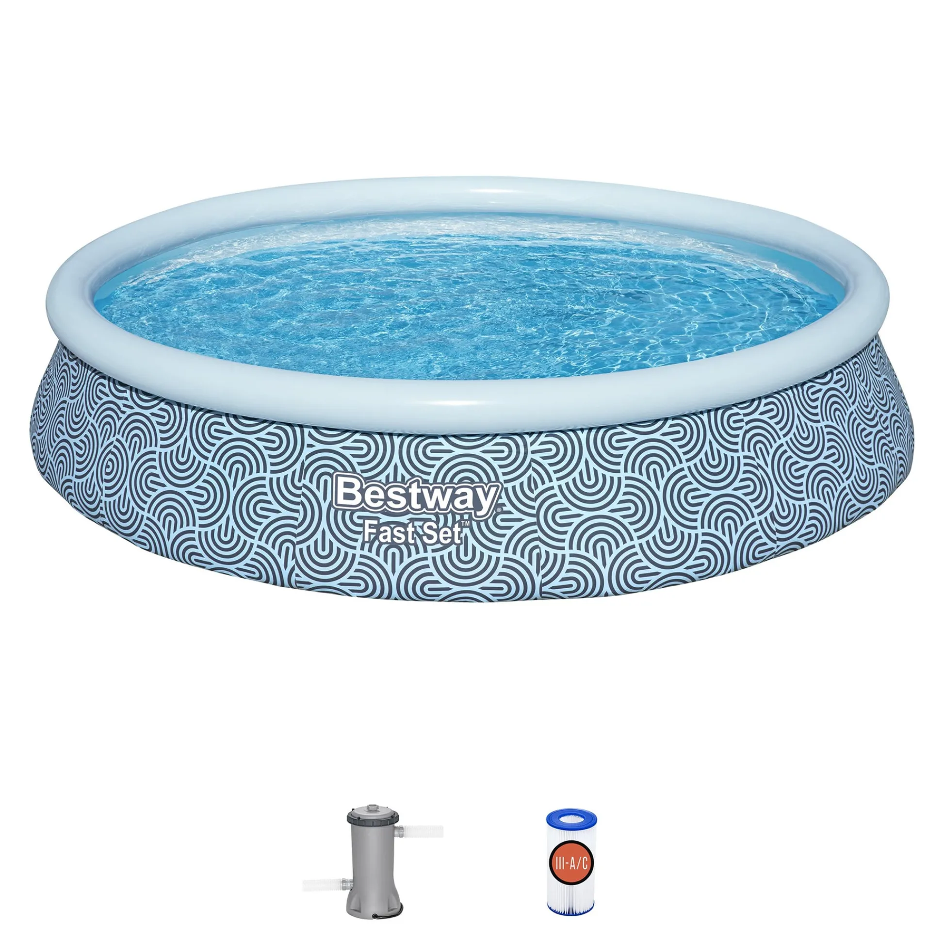 Flat River Group Bestway Fast Set Inflatable Pool - Abstract Blue, 13' x 33"* Swimming Pools & Water Toys