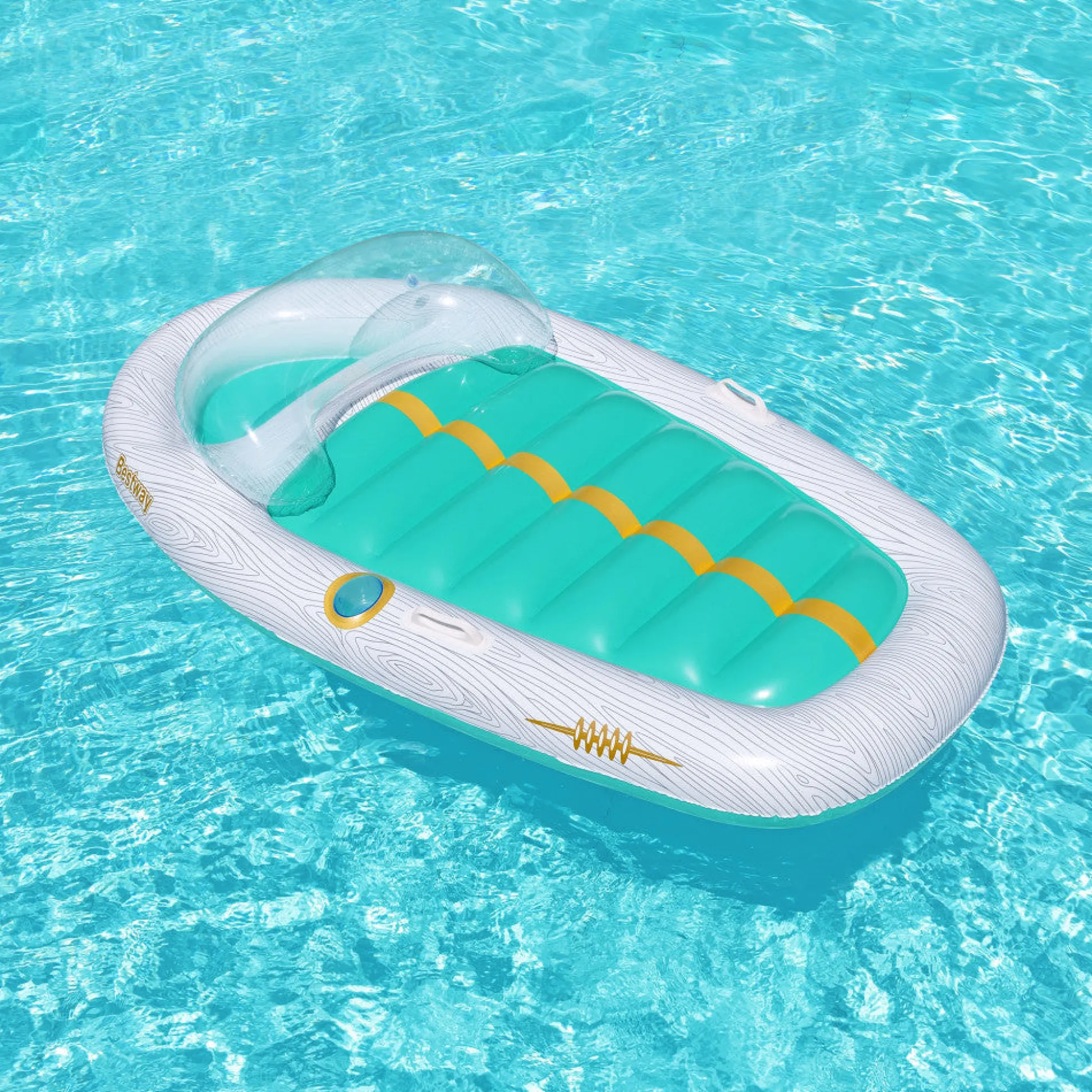 Flat River Group Bestway H2OGO! Vacation Yacht Lounge Inflatable Pool Float - 7'1" x 46" - Teal and White* Swimming Pools & Water Toys|Social & Emotional Skills