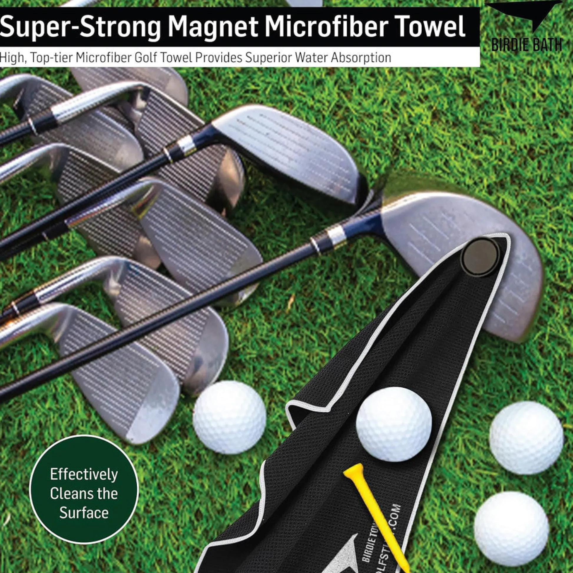 Flat River Group Birdie Golf: Birdie Bath - Black Magnetic Golf Towel with Premium Microfiber* Toy Sports
