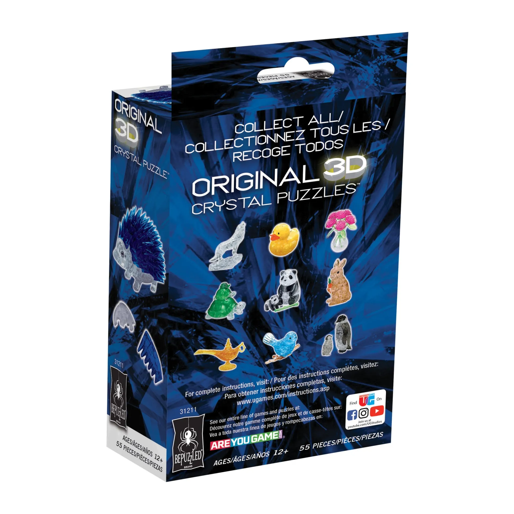 AreYouGame Blue Hedgehog 3D Crystal Puzzle - 55 Interlocking Pieces* Puzzles